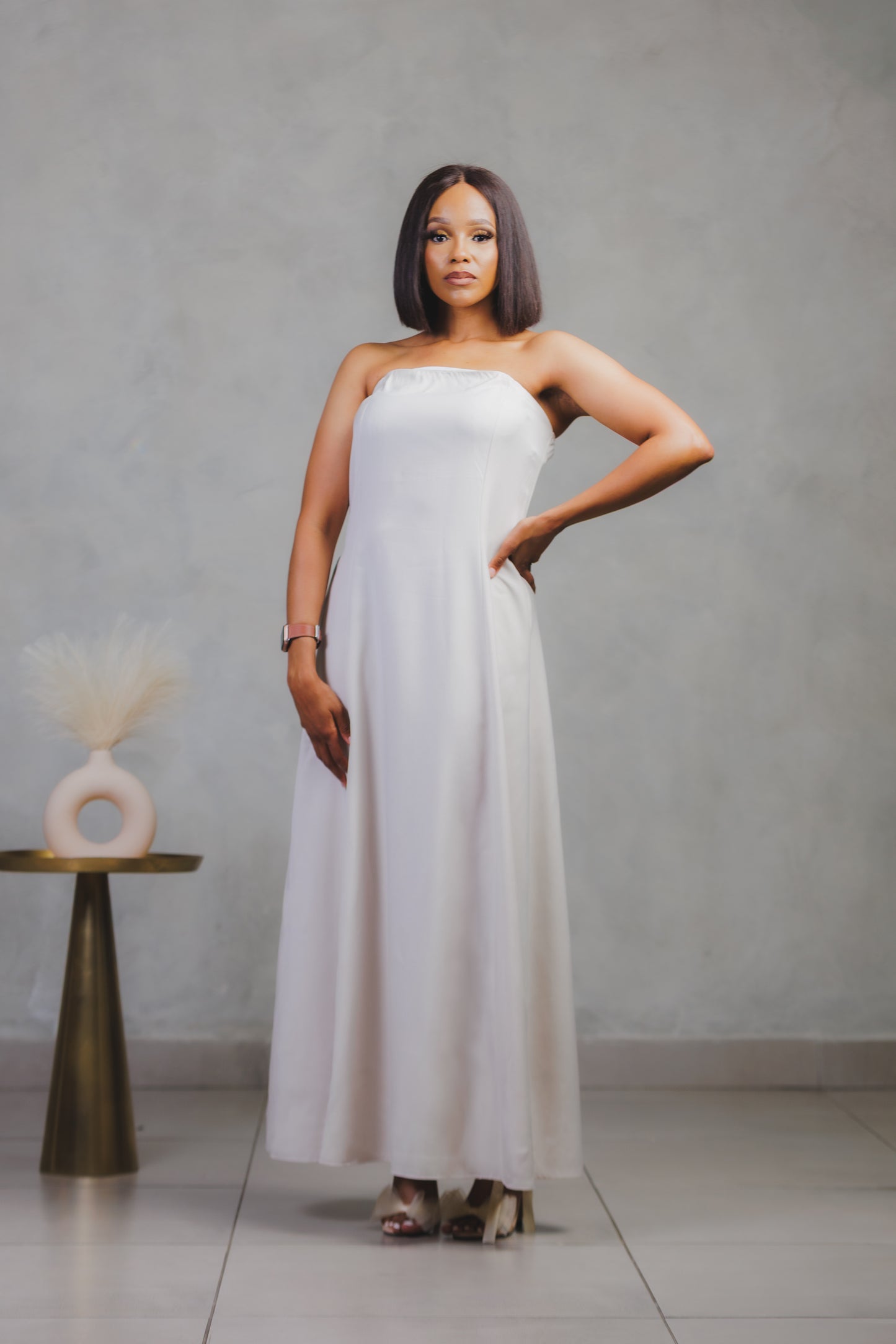 Chic losefit boob-tube loose linen dress