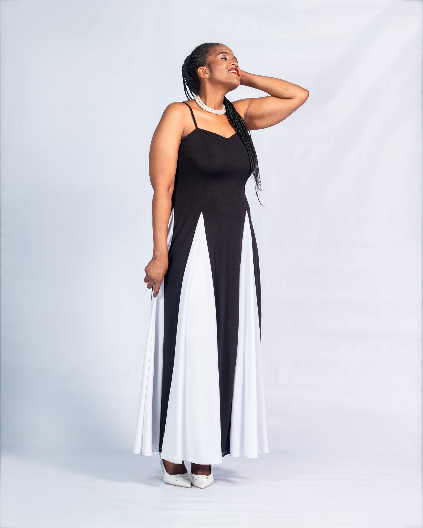 Colour block dress white & black