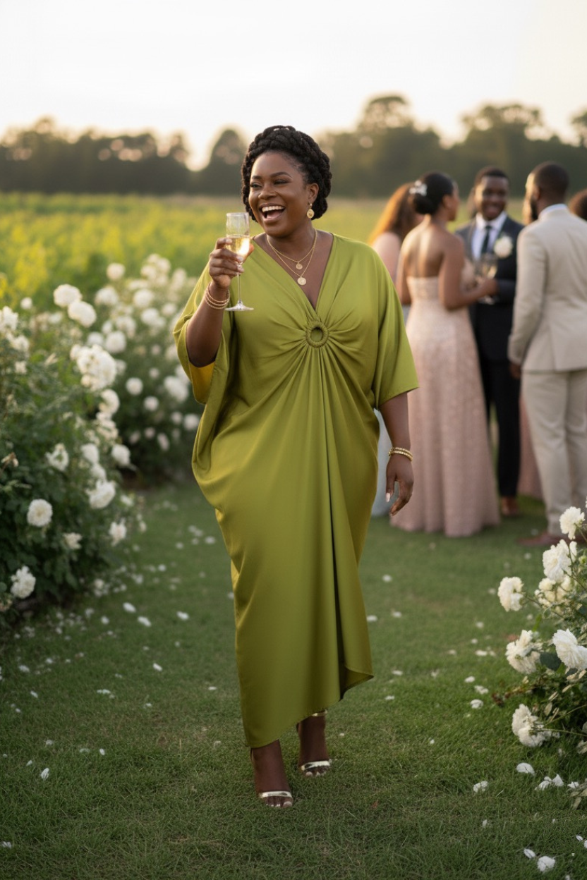 Silk green bubu dress