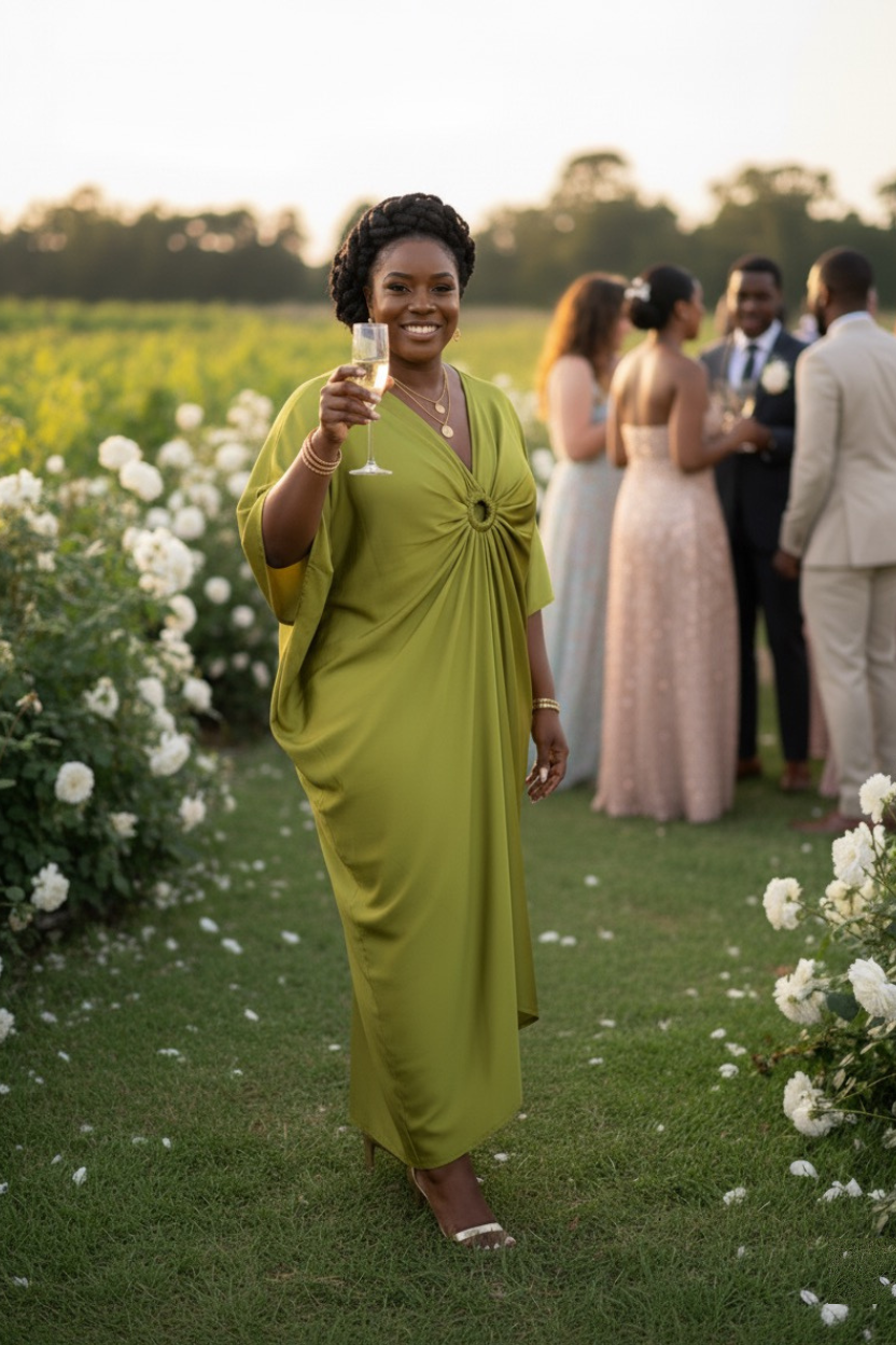 Silk green bubu dress