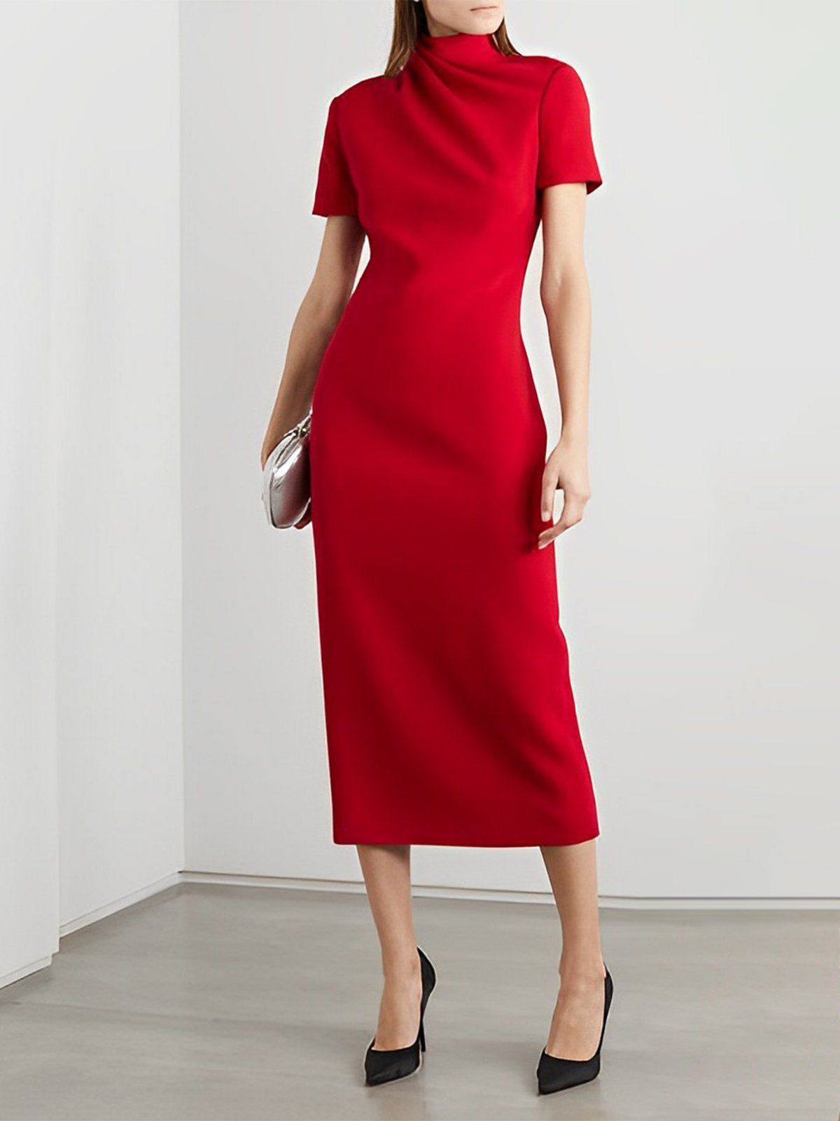 Elegant long short sleeve formal dress