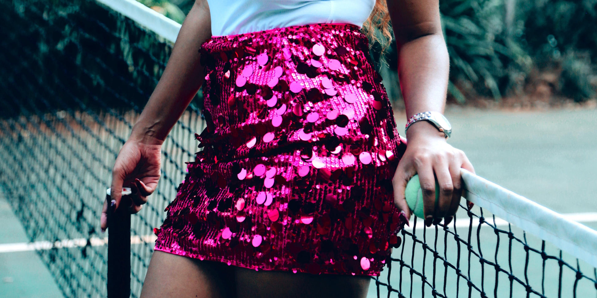 short sequined skirt