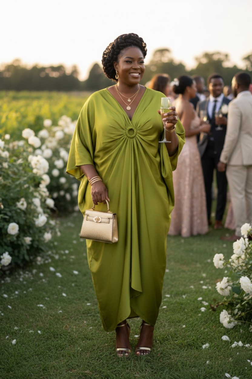 Silk green bubu dress