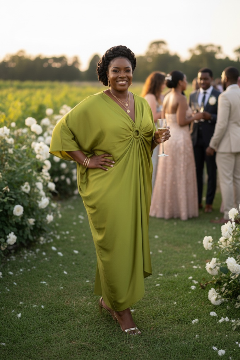 Silk green bubu dress