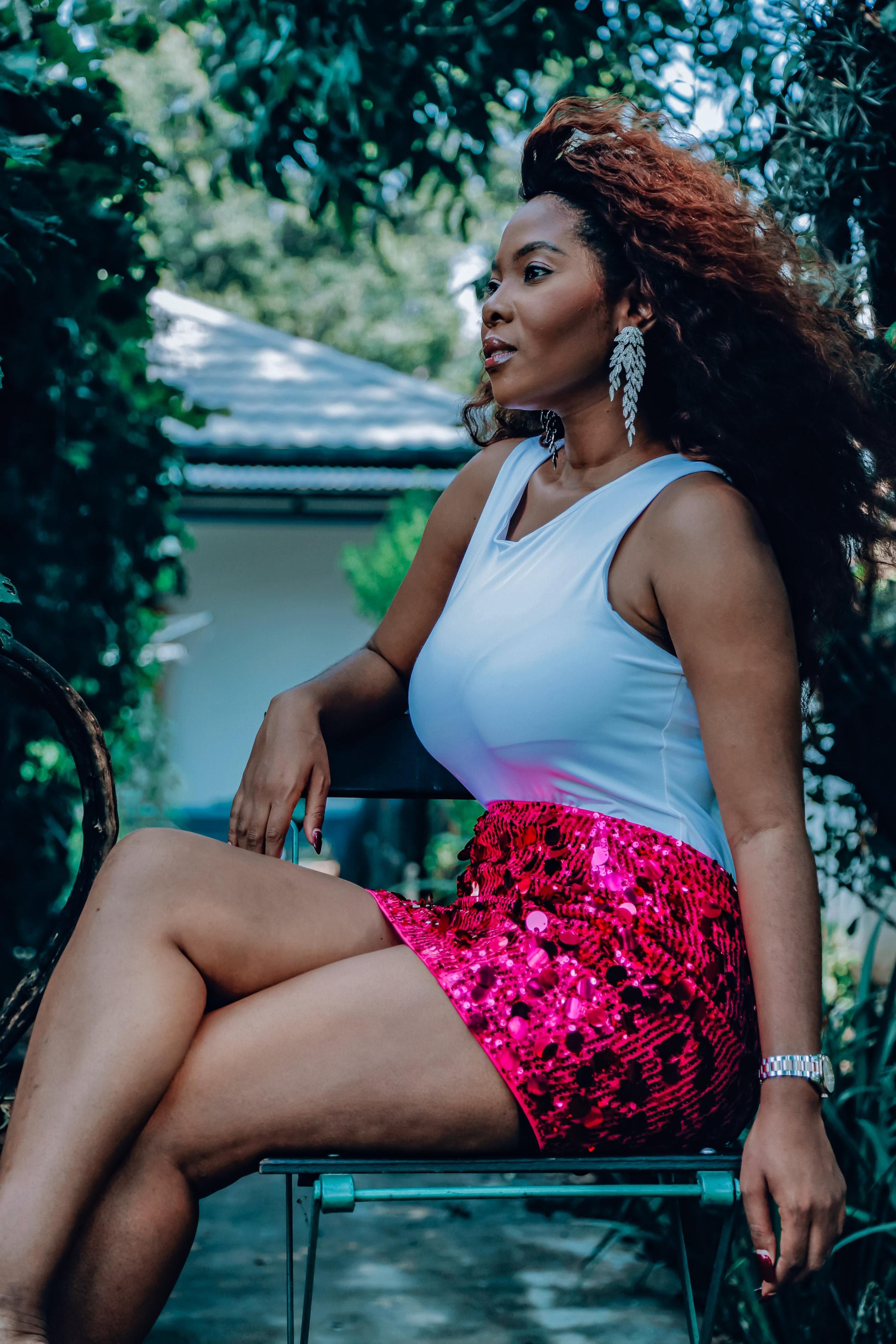 short sequined skirt