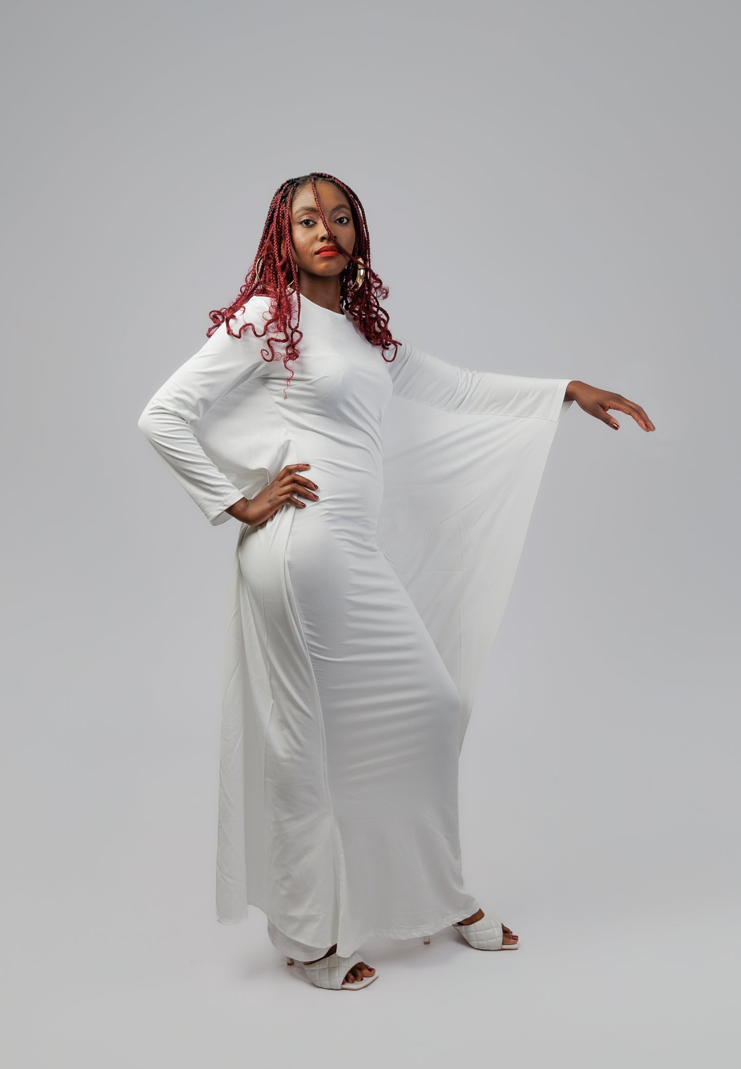 White side winged dress