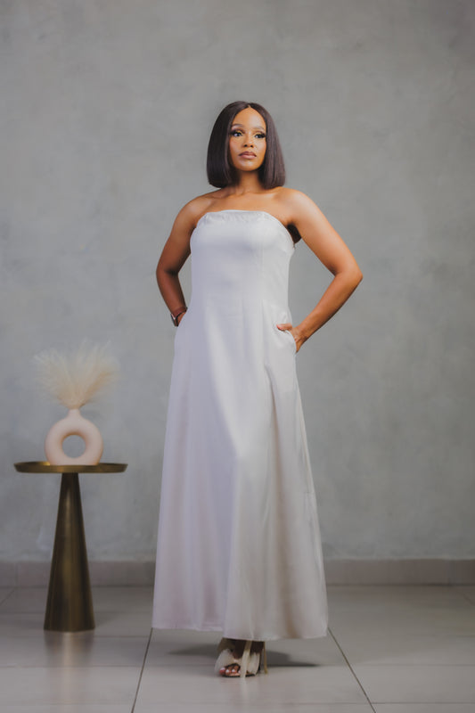 Chic losefit  boob-tube loose linen dress