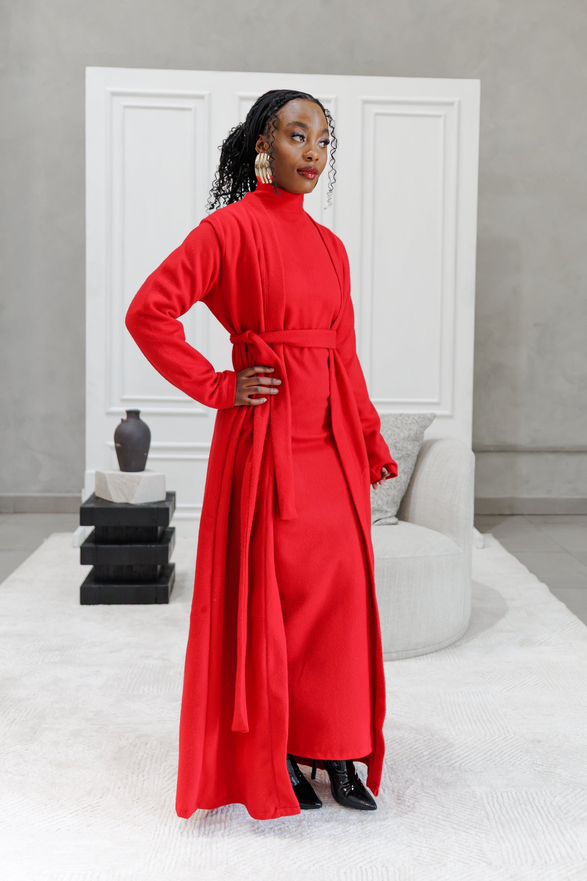 Stylish fleece Cardigan and dress set