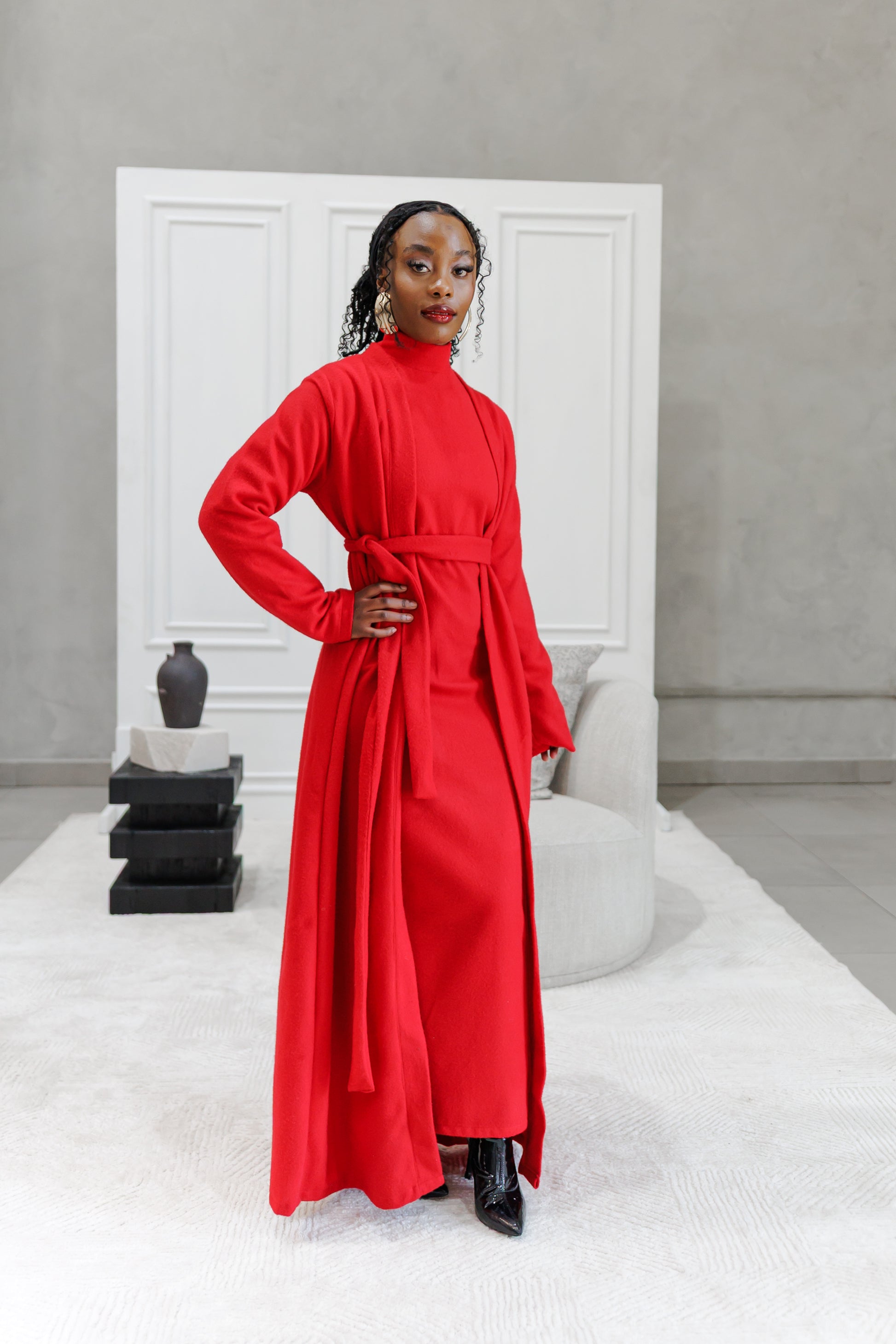 Stylish fleece Cardigan and dress set