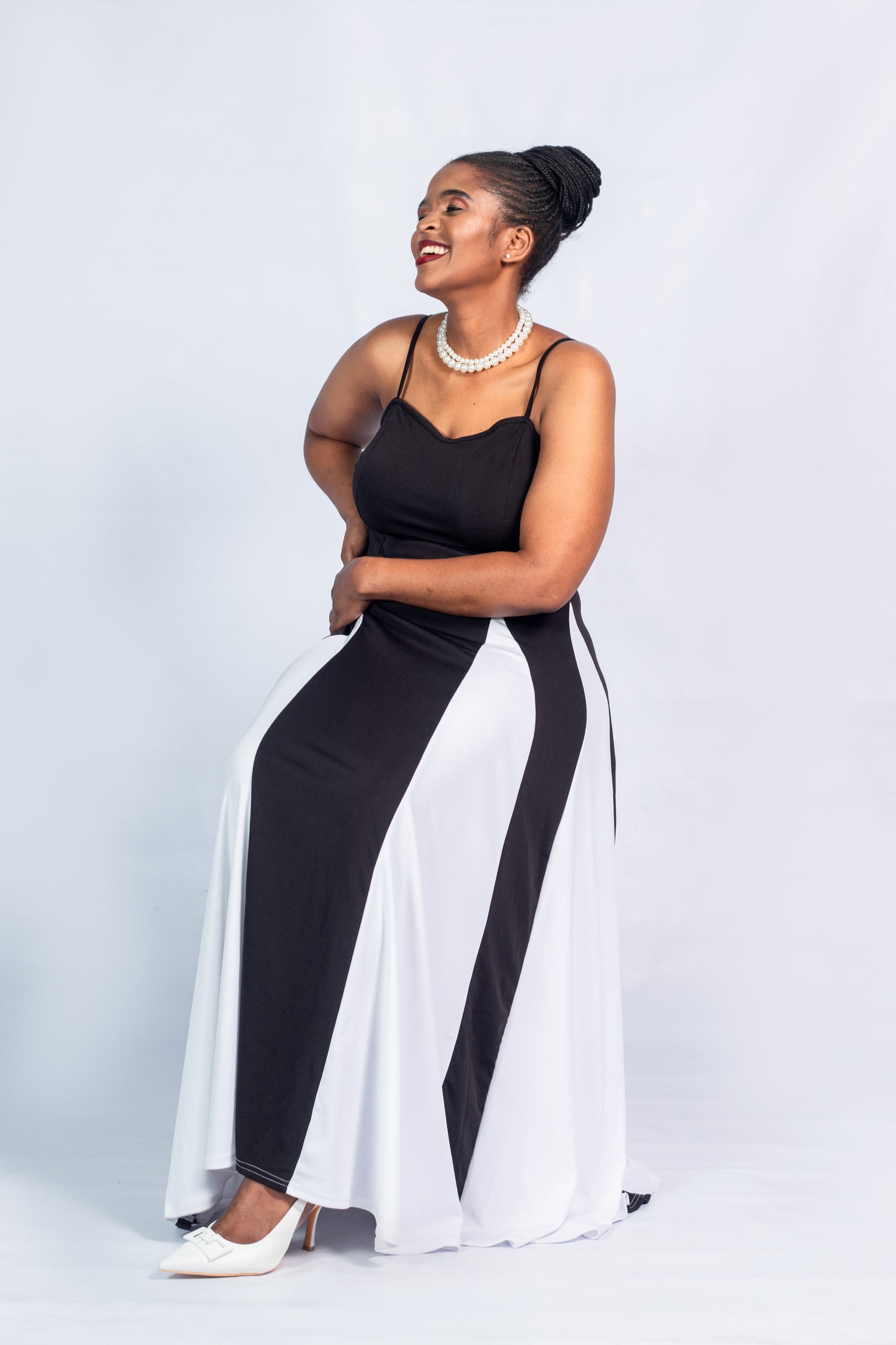 Colour block dress white & black