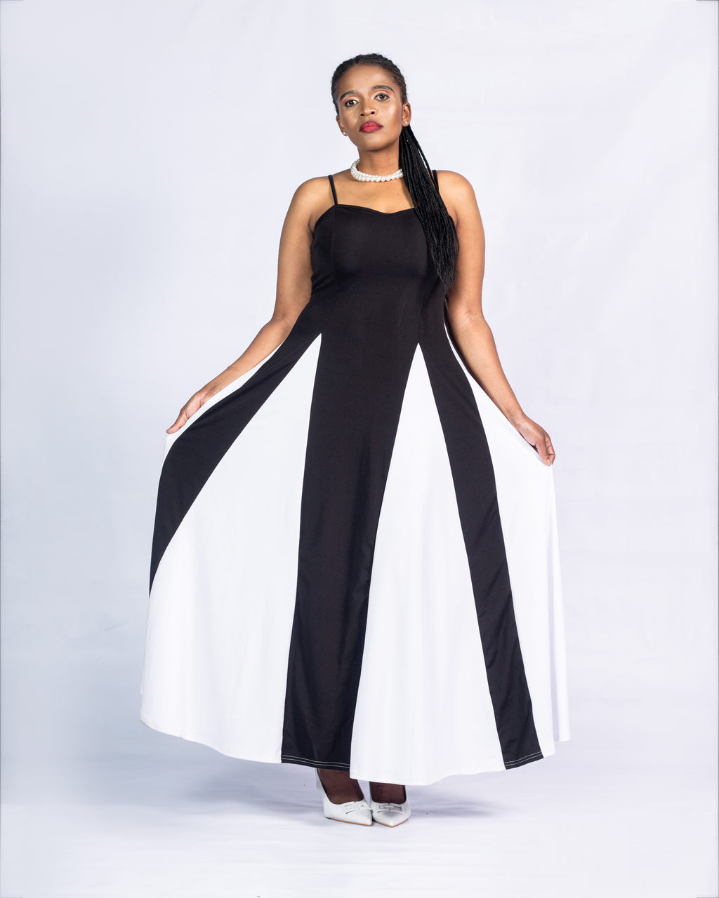 Colour block dress white & black