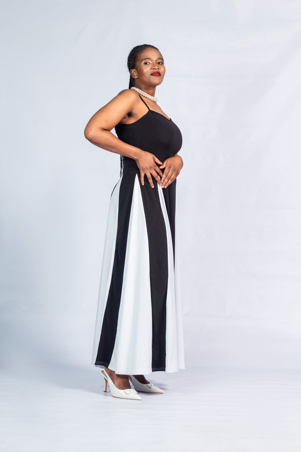 Colour block dress white & black