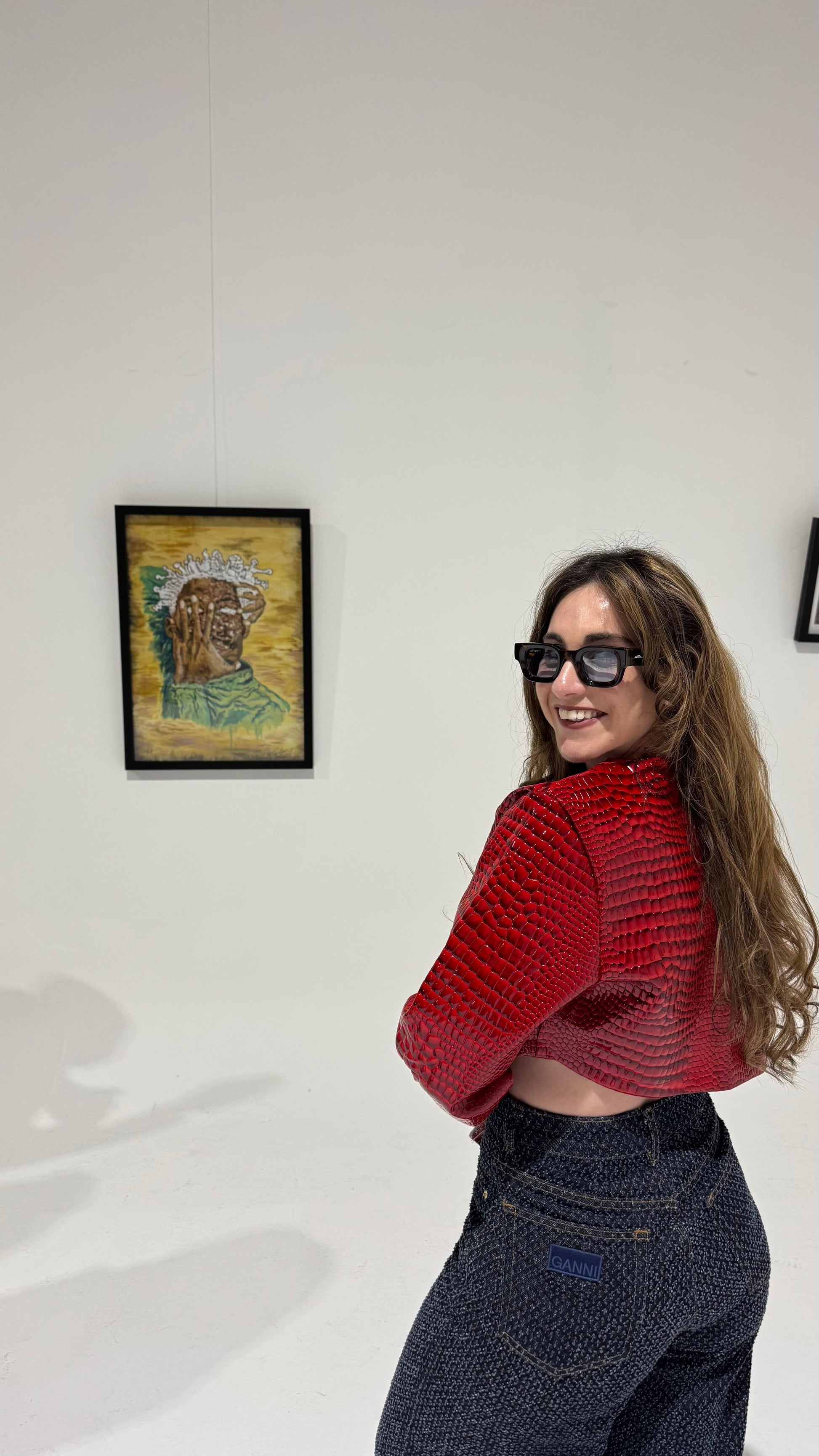 Red cropped bomber