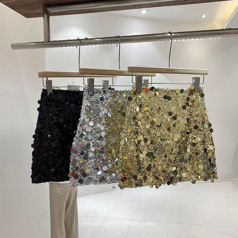 short sequined skirt