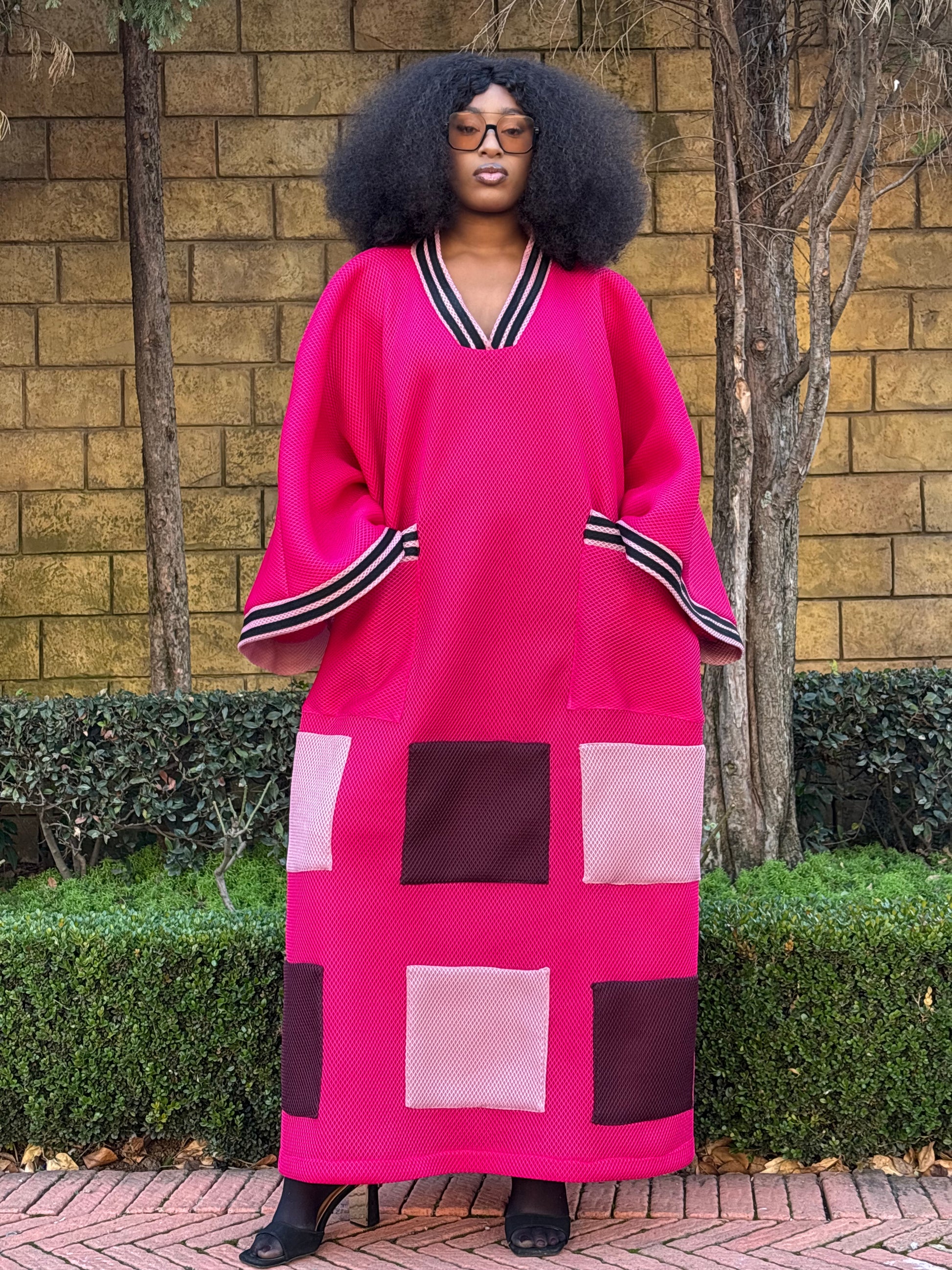 mesh patch dress