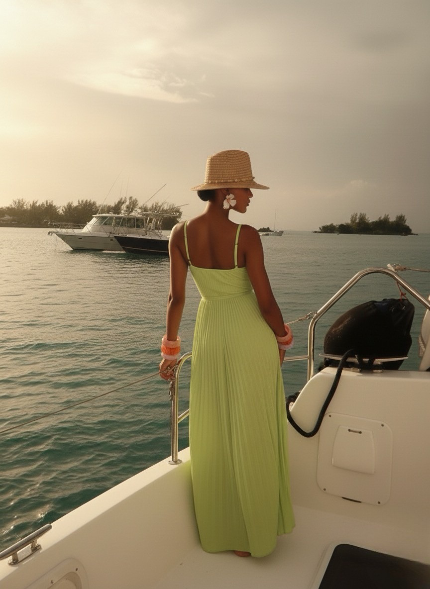 Lime green flare dress