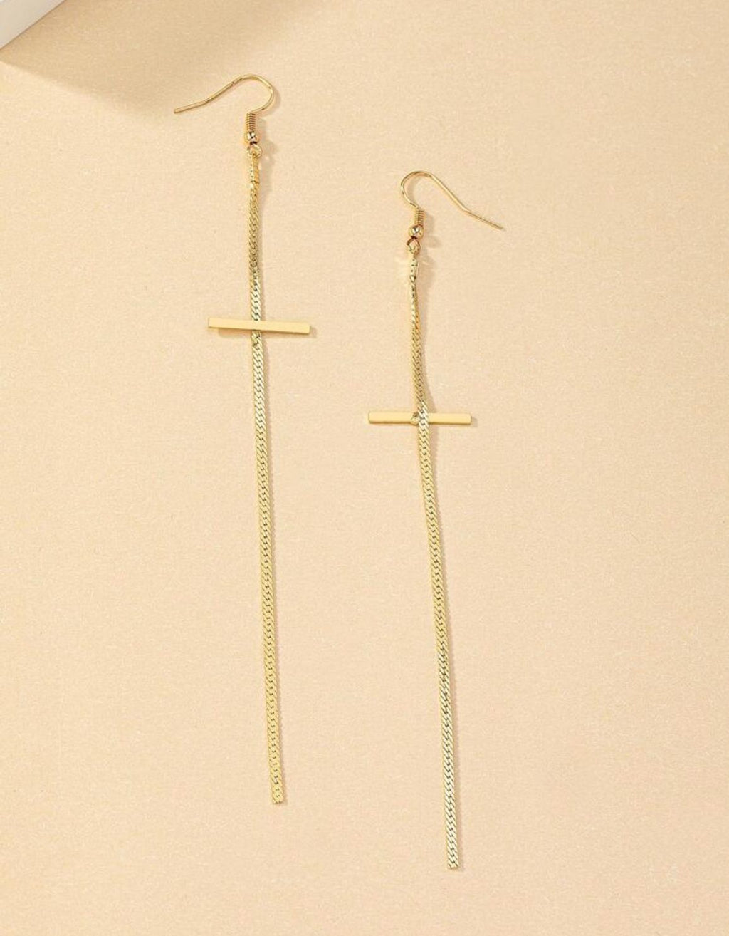 Crucifix string earrings