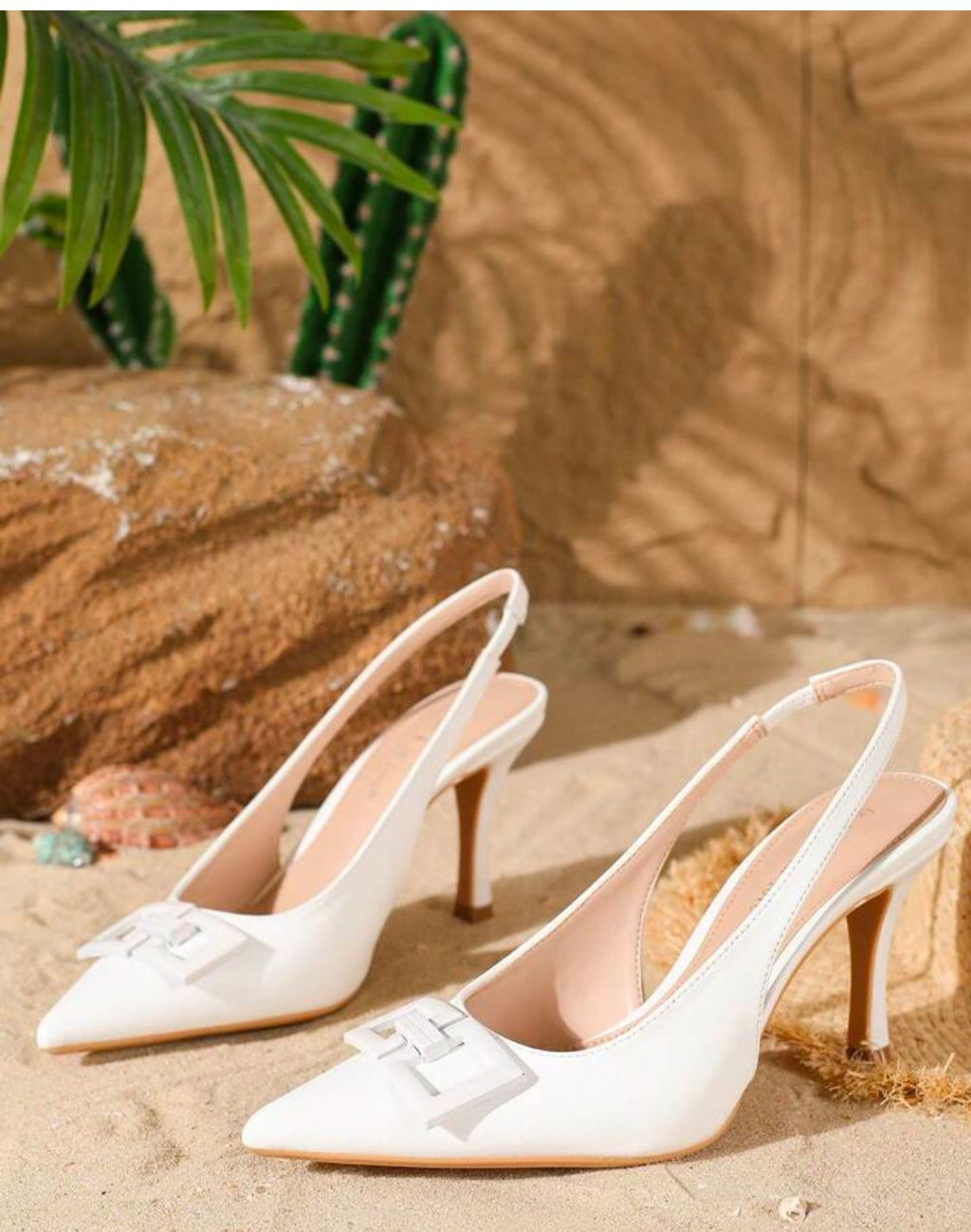 White detailed kitten heel