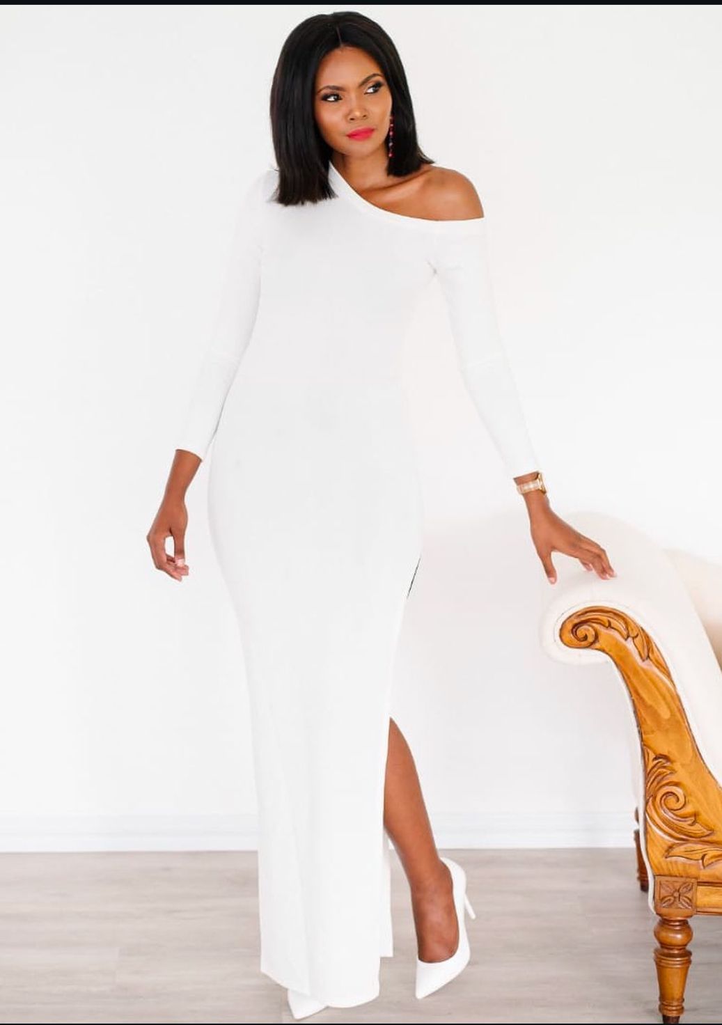 Long sleeve slit dress
